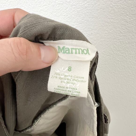 [Marmot] Olive Green Striped Mid Rise Cargo Shorts Outdoor Hiking Cotton Size 8 - Picture 10 of 10